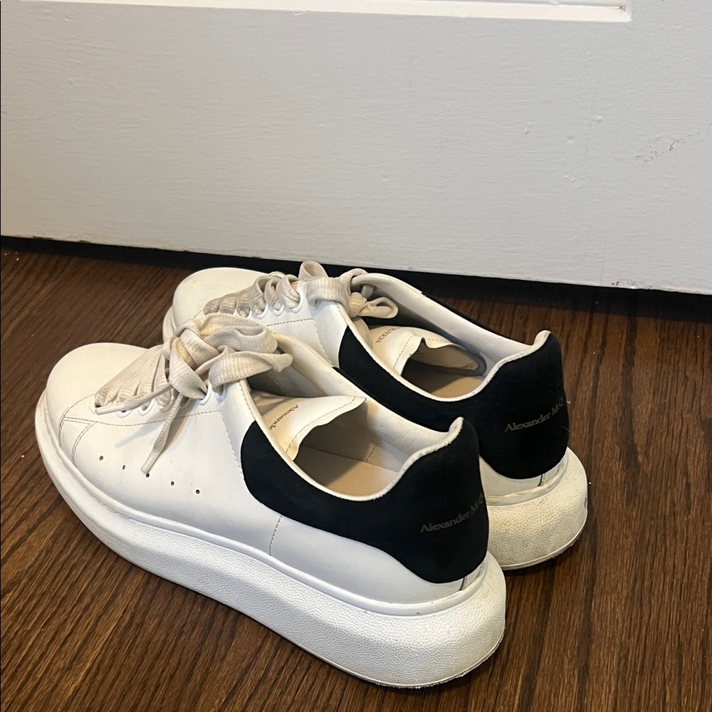 Alexander McQueen White and Black Platform Sneakers